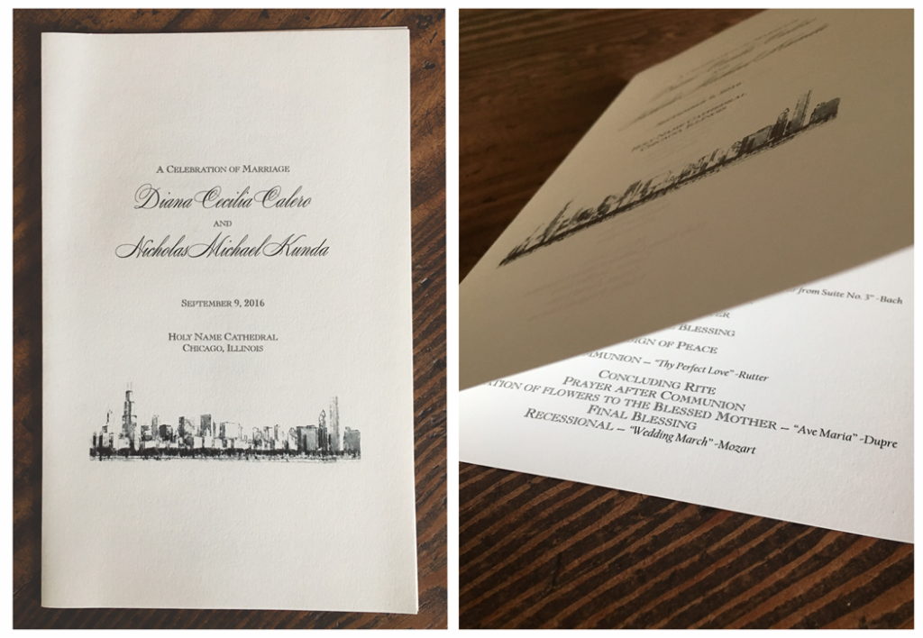 erickson design wedding ceremony program chicago skyline traditional